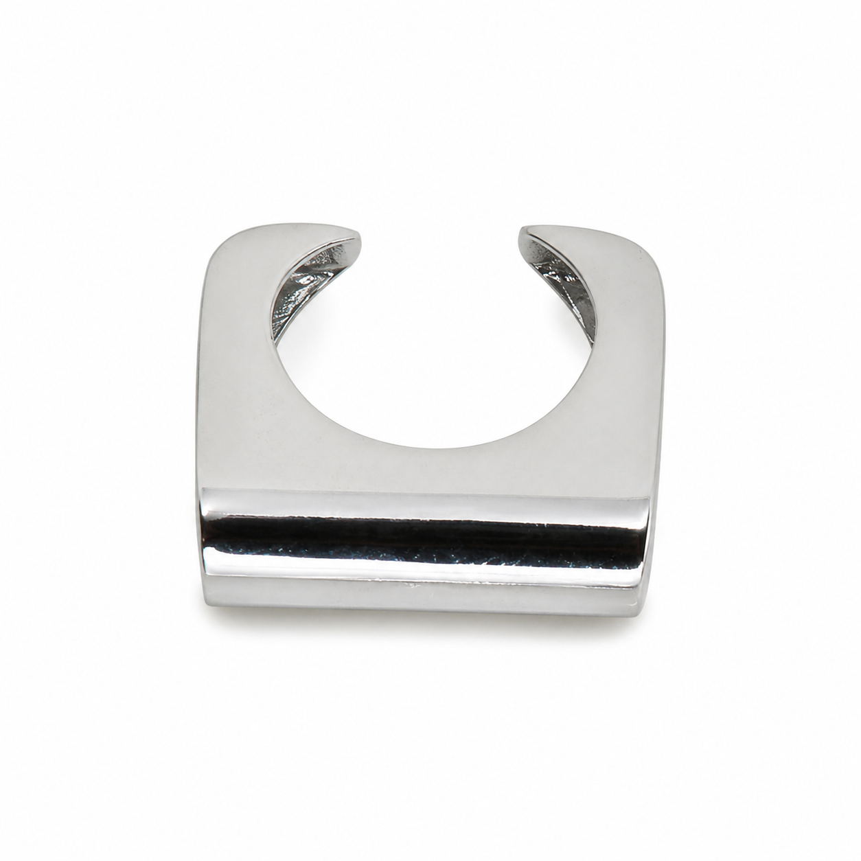 Semijoia Anel Ajustável Liso Grande 9mm Banho Ródio