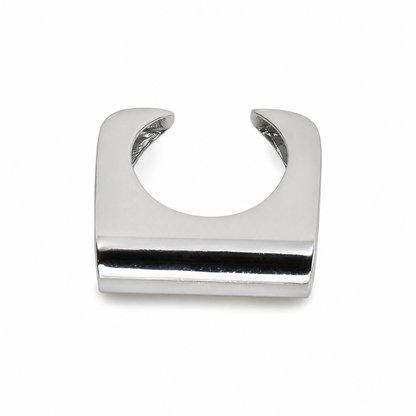 Semijoia Anel Ajustável Liso Grande 9mm Banho Ródio