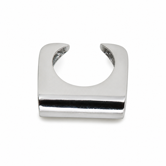 Semijoia Anel Ajustável Liso Grande 9mm Banho Ródio