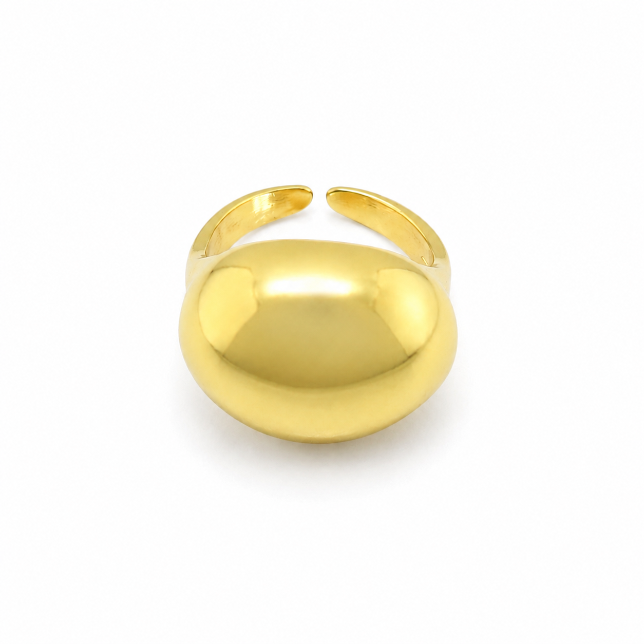 Semijoia Anel Ajustável Bola Grande 20mm Banho Ouro 18K