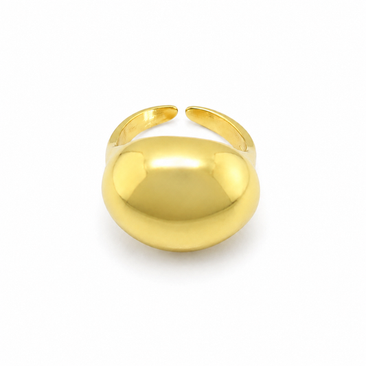 Semijoia Anel Ajustável Bola Grande 20mm Banho Ouro 18K