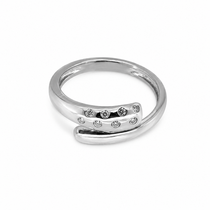 Semijoia Anel Ajustável Snake Cristal 9mm Banho Ródio