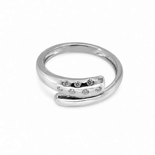 Semijoia Anel Ajustável Snake Cristal 9mm Banho Ródio
