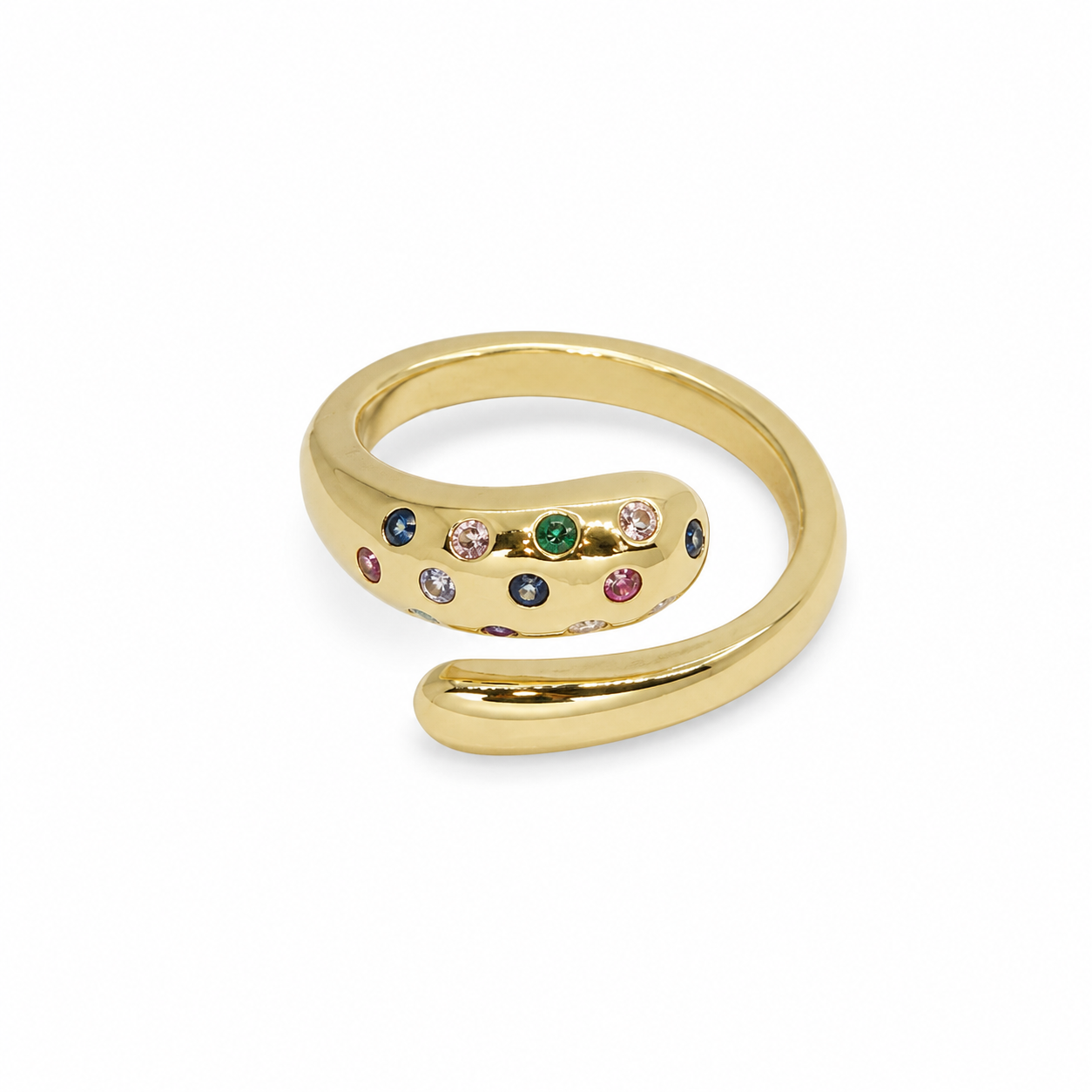 Semijoia Anel Ajustável Snake Colors 9mm Banho Ouro 18K