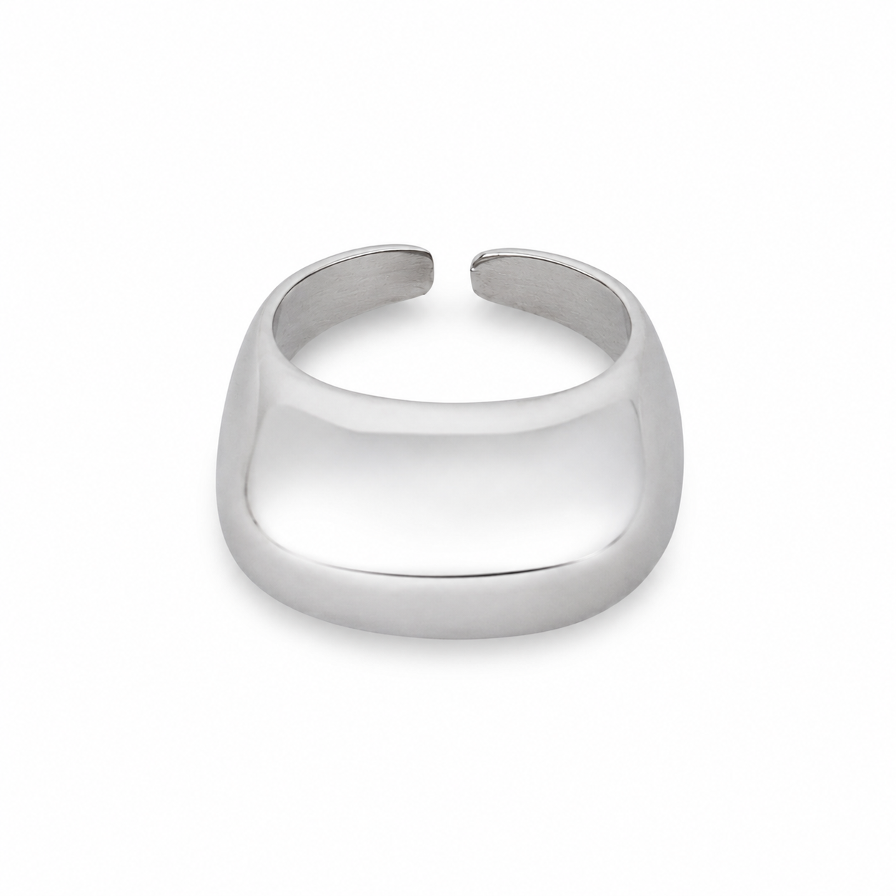 Semijoia Anel Ajustável Oval Grande 15mm Banho Ródio