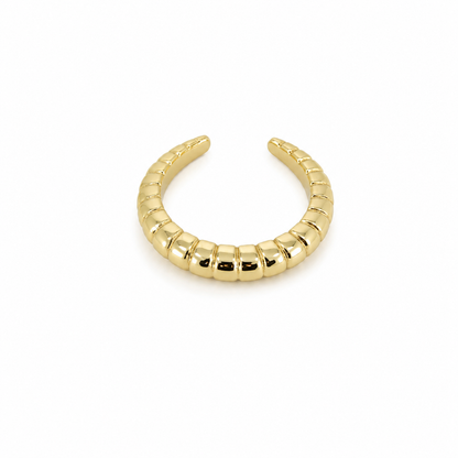 Semijoia Anel Ajustável Trabalhado 4mm Banho Ouro 18K