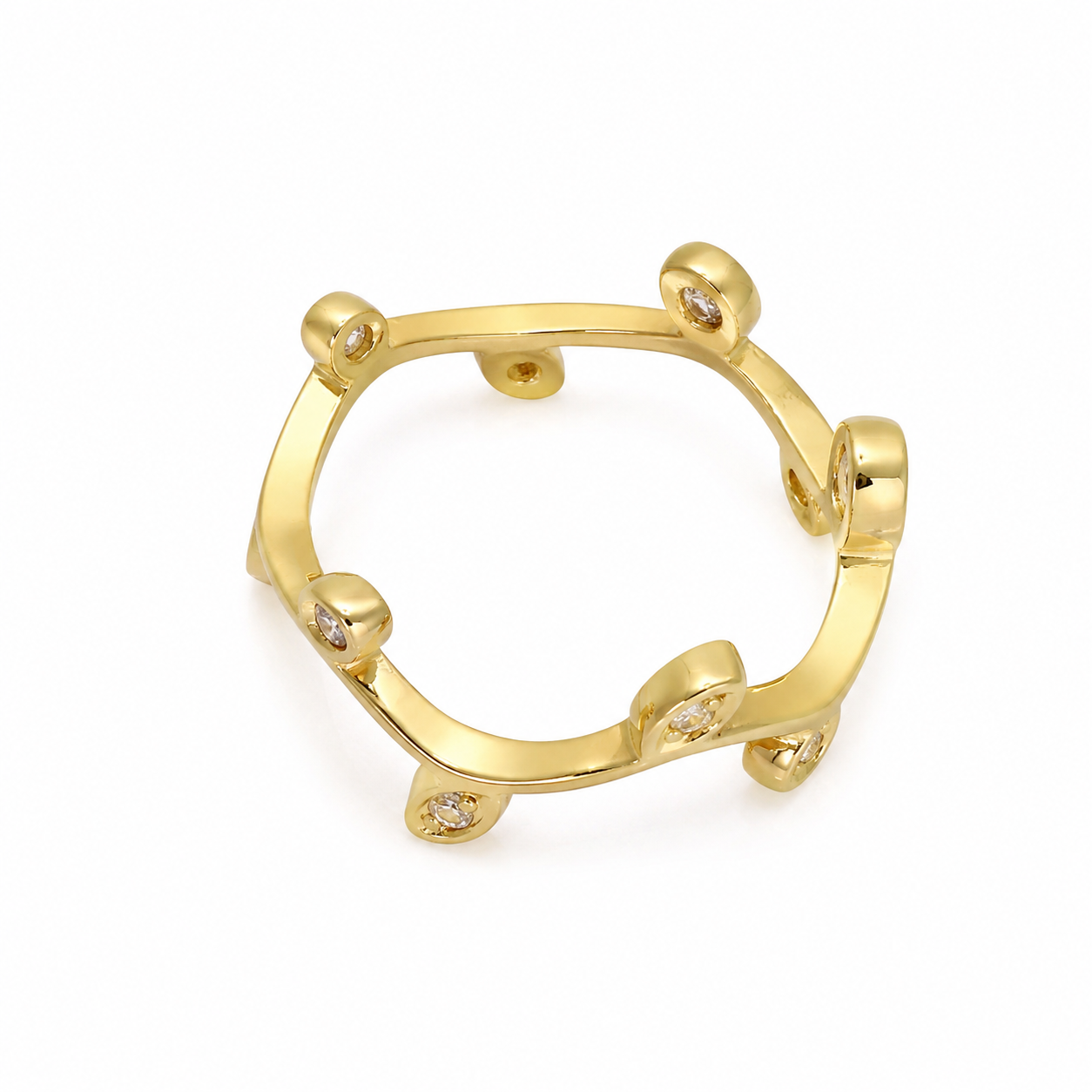 Semijoia Anel Ramos Com Zircônia 7mm Aro 15 Banho Ouro 18K