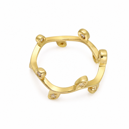Semijoia Anel Ramos Com Zircônia 7mm Aro 15 Banho Ouro 18K