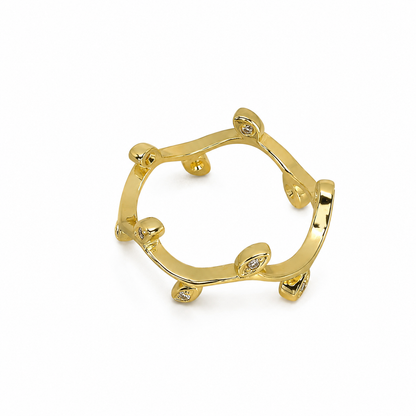 Semijoia Anel Ramos Com Zircônia 7mm Aro 19 Banho Ouro 18K