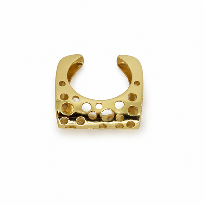 Semijoia Anel Ajustável Furadinho Grande 9mm Banho Ouro 18K