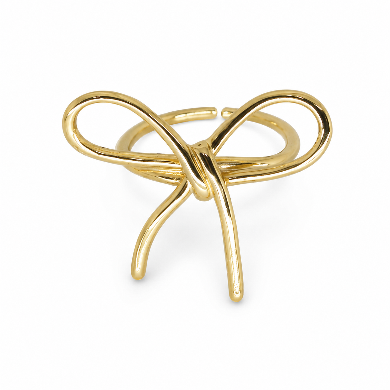 Semijoia Anel Ajustável Laço Grande 23mm Banho Ouro 18K