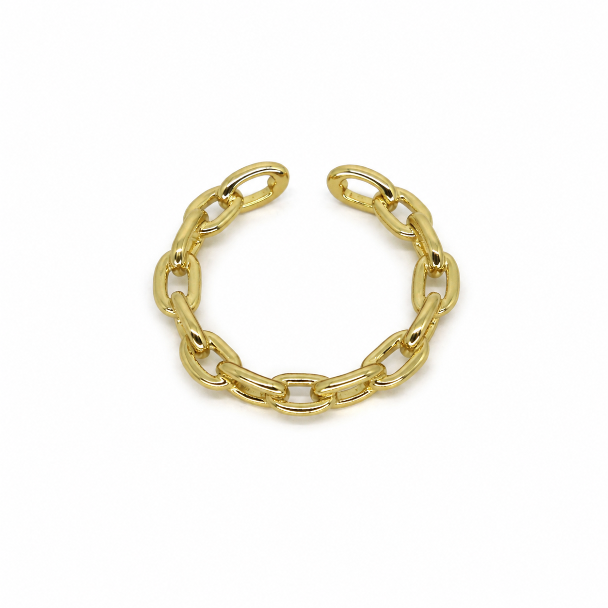 Semijoia Anel Ajustável Elos 4mm Banho Ouro 18K