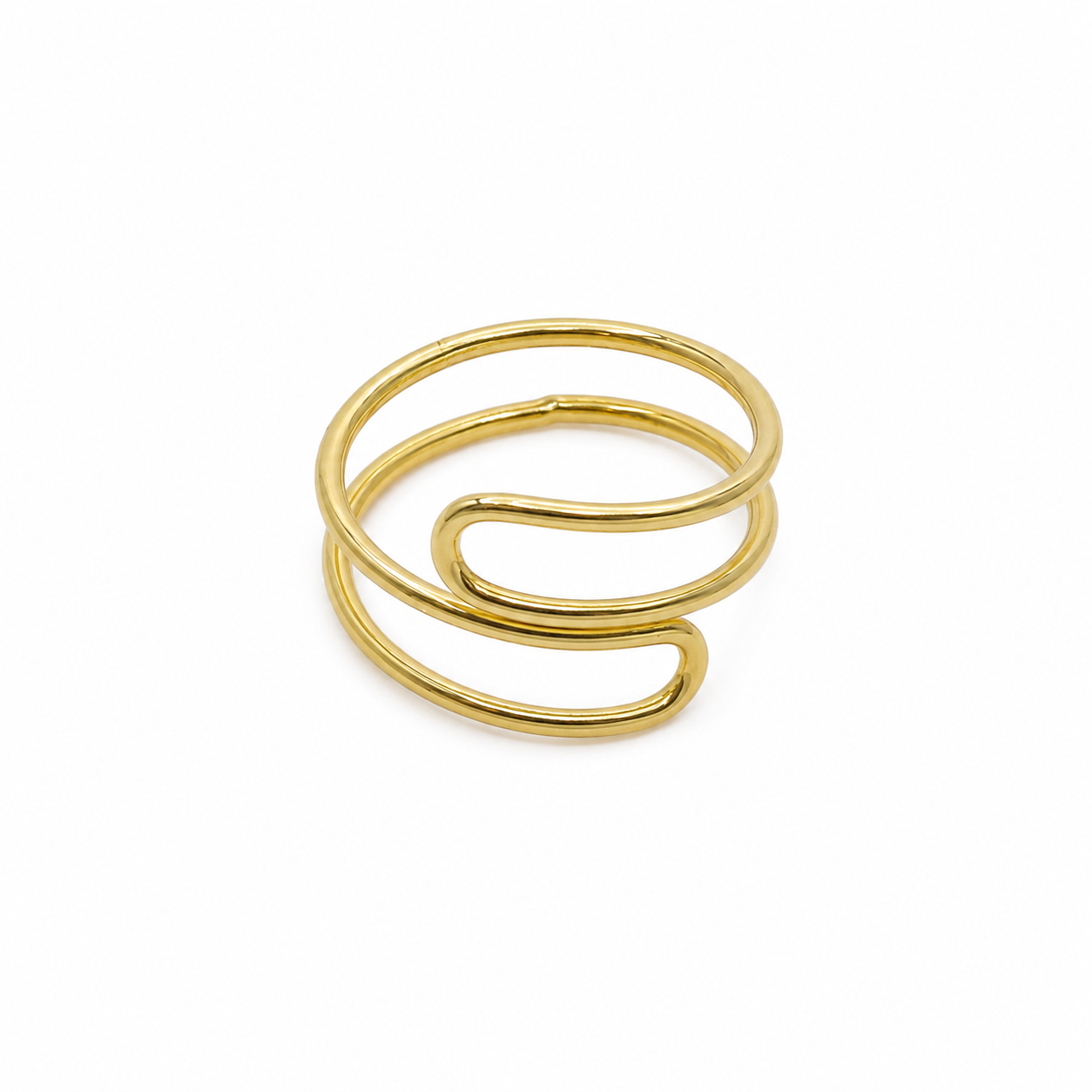 Semijoia Anel Ajustável Duplo 14mm Aro Banho Ouro 18K