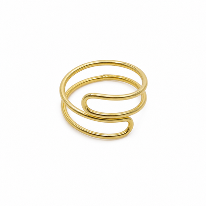 Semijoia Anel Ajustável Duplo 14mm Aro Banho Ouro 18K