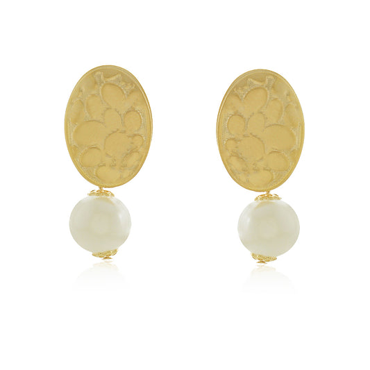 Brinco Fino Tartaruga com Pérola Banho a Ouro 18K