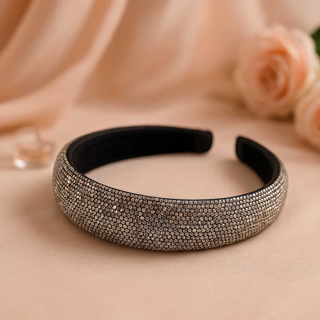 Tiara de Cetim com Strass para Cabelo