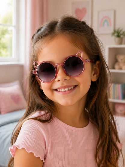 Óculos De Sol Kids Feminino Cat Redondo UV 400