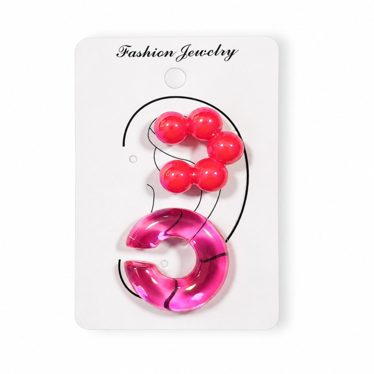 Kit Piercing Fake 2 Peças Rosa Escuro