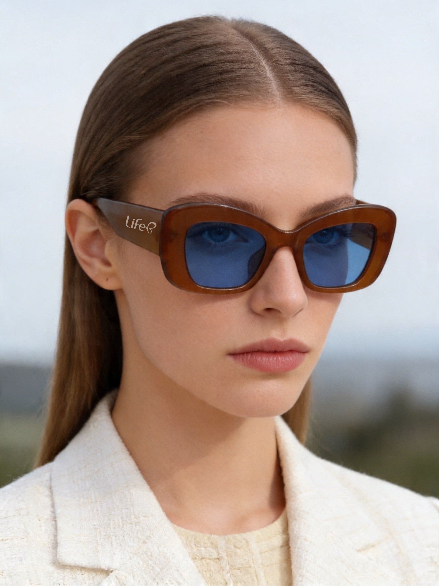 Óculos De Sol Feminino Milão Retangular UV 400