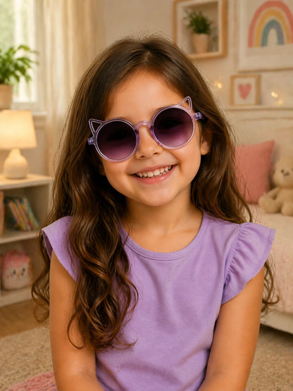 Óculos De Sol Kids Feminino Cat Redondo UV 400