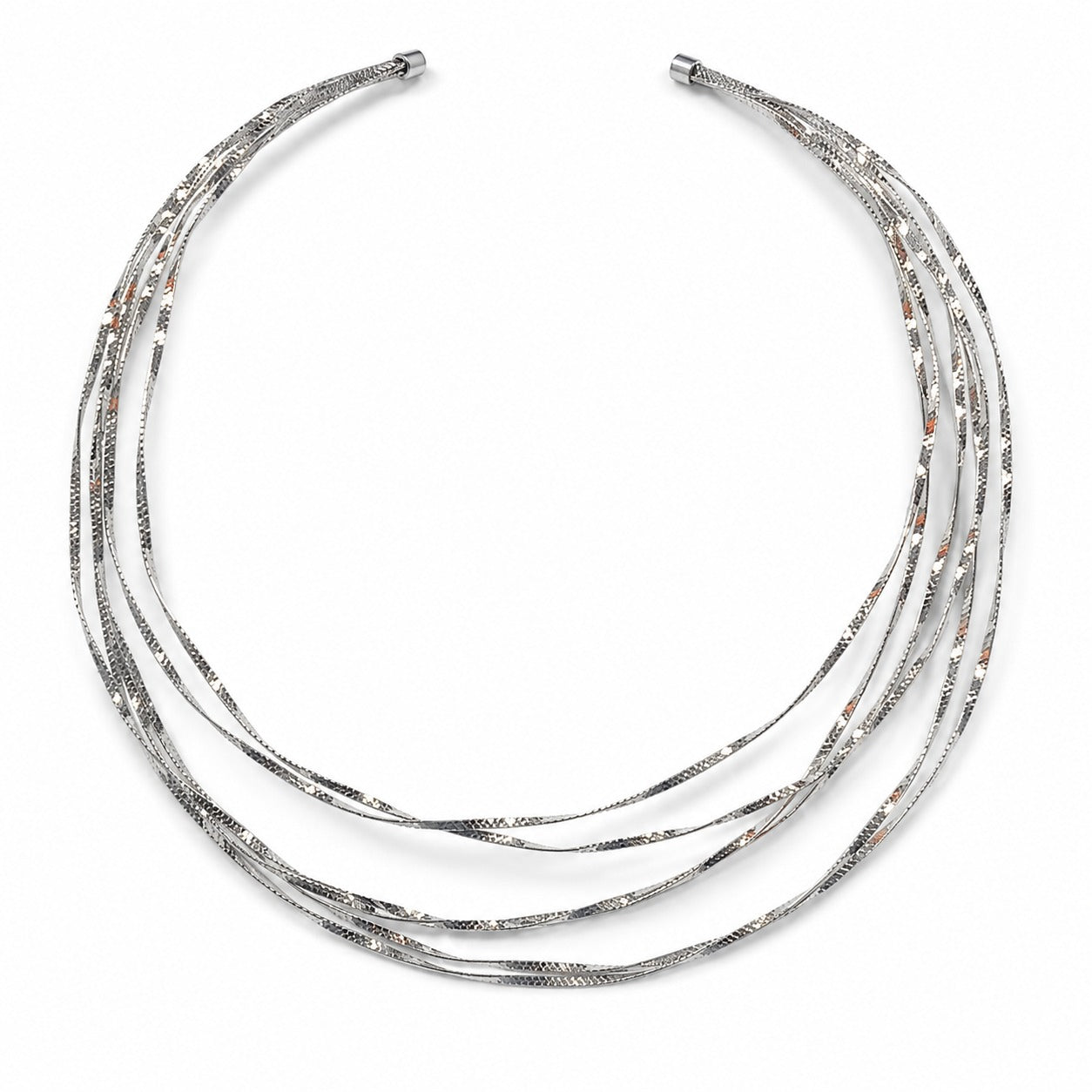 Semijoia Colar Choker Aro Seis Fios 15,5cm Banho Ródio