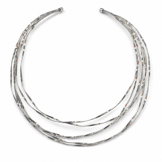 Semijoia Colar Choker Aro Seis Fios 15,5cm Banho Ródio