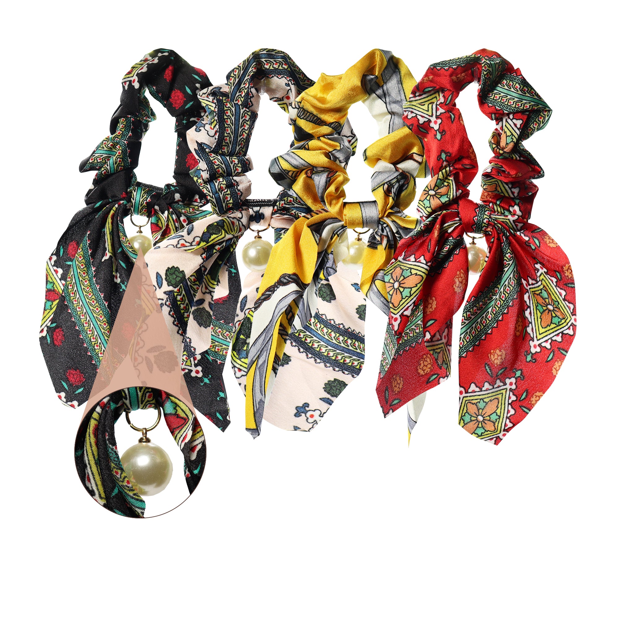 Scrunchie Laço e Pérola Cetim Anti-Frizz Colors