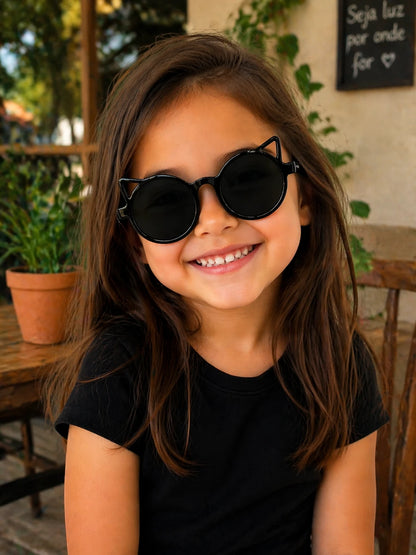 Óculos De Sol Kids Feminino Cat Redondo UV 400