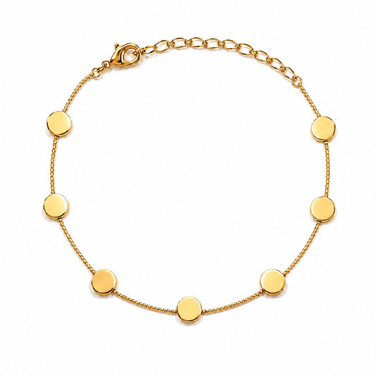 Semijoia Pulseira Chapinhas Redondas 18cm Banho Ouro 18K